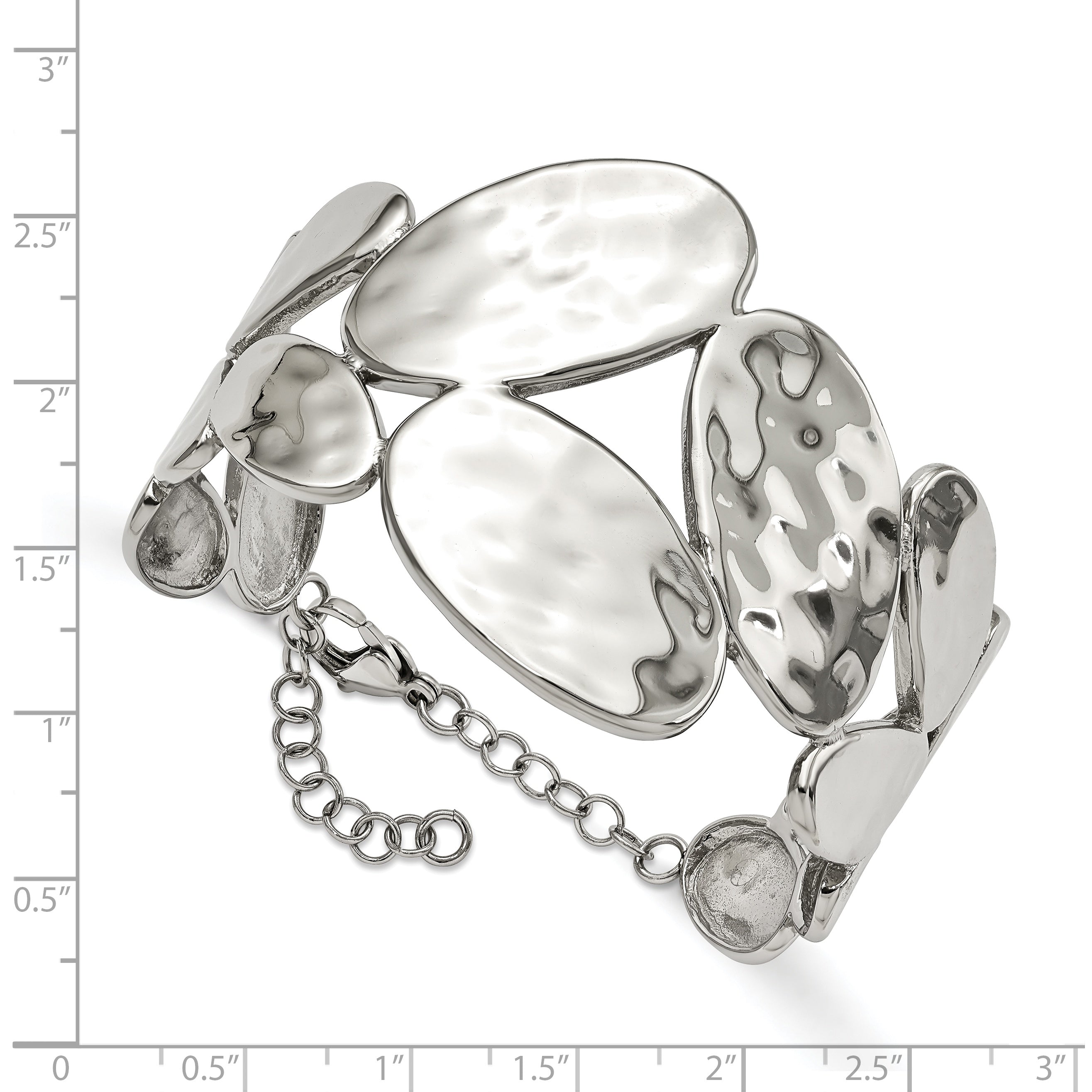 Stainless Steel Polished & Hammered with ext. Bangle Bracelet for Women