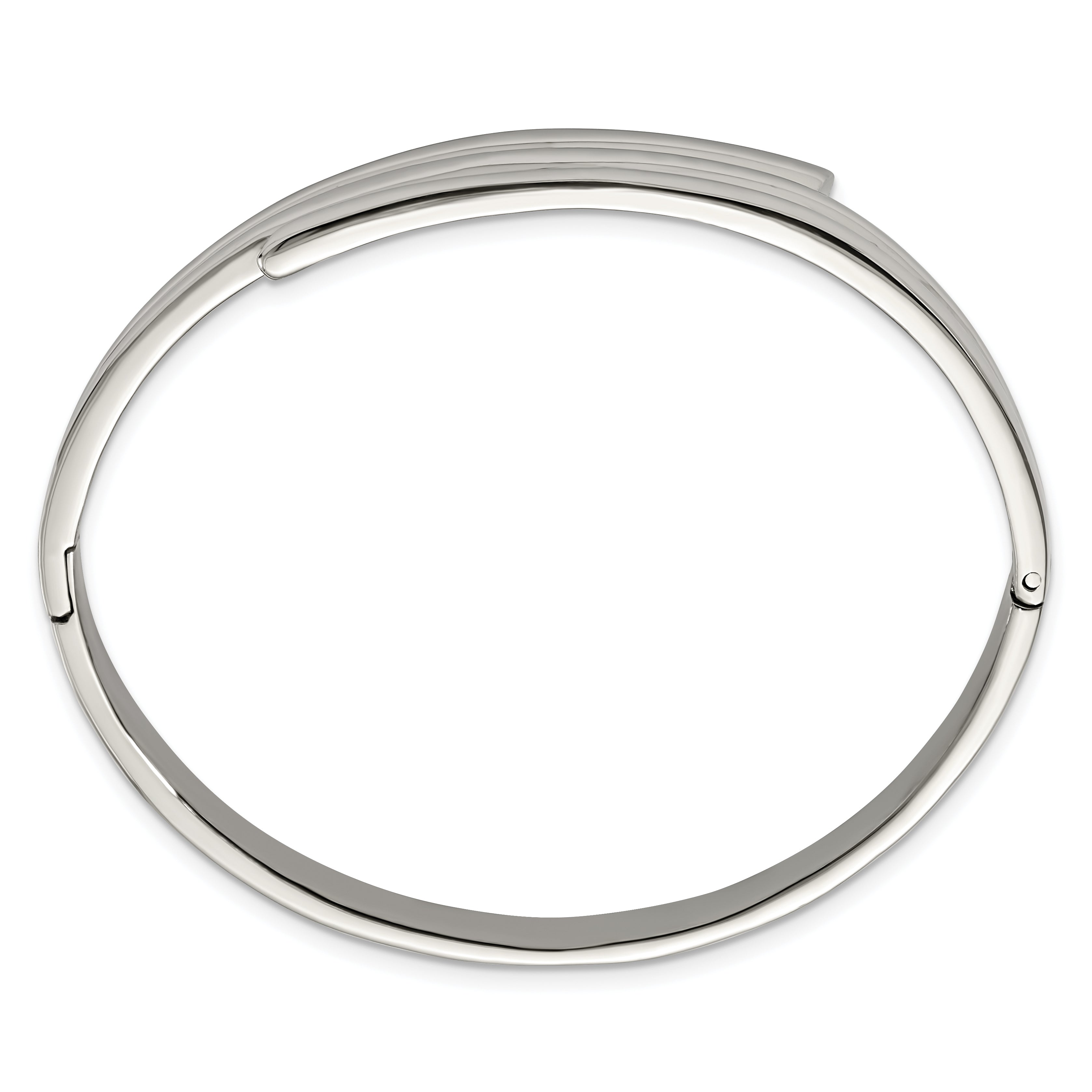 Stainless Steel Polished Hinged Bangle Bracelet for Women