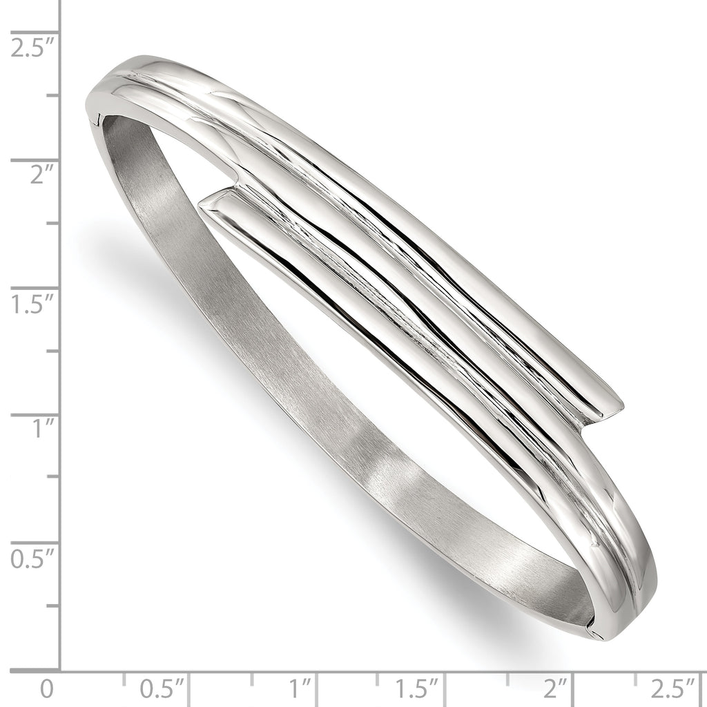 Stainless Steel Polished Hinged Bangle Bracelet for Women