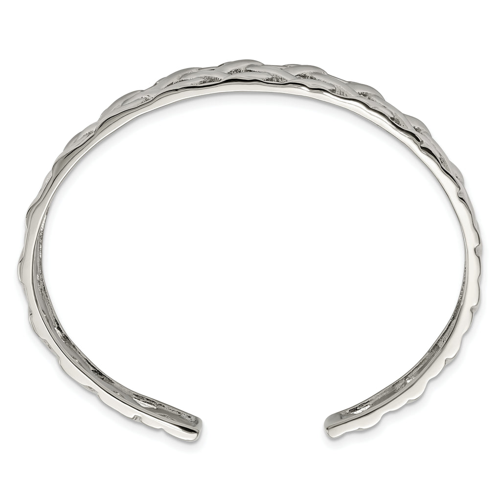 Stainless Steel Polished Weave Design Bangle Bracelet for Women