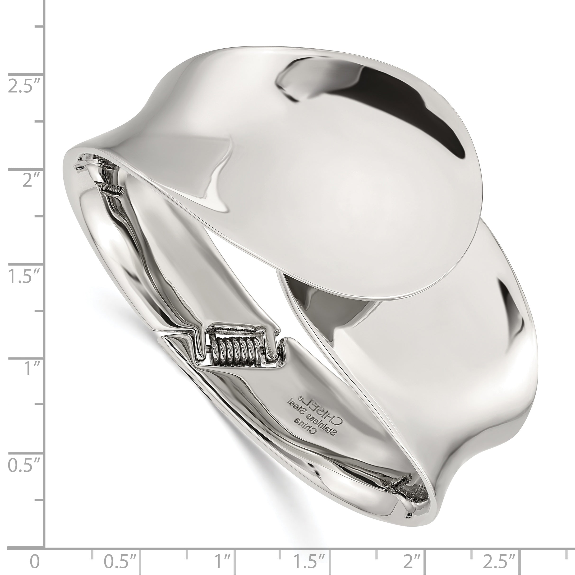 Stainless Steel Polished Hinged Bangle Bracelet for Women