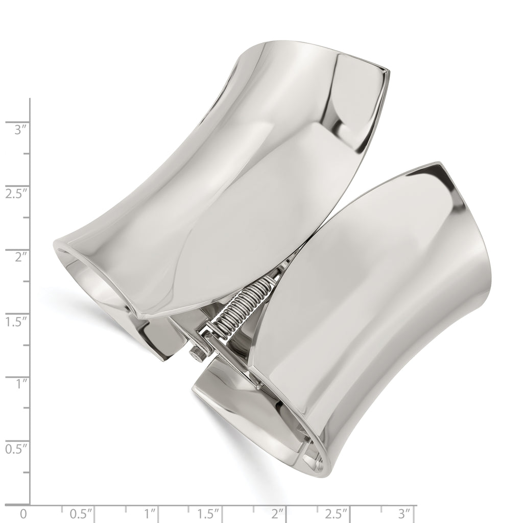Stainless Steel Polished Hinged Bangle Bracelet for Women