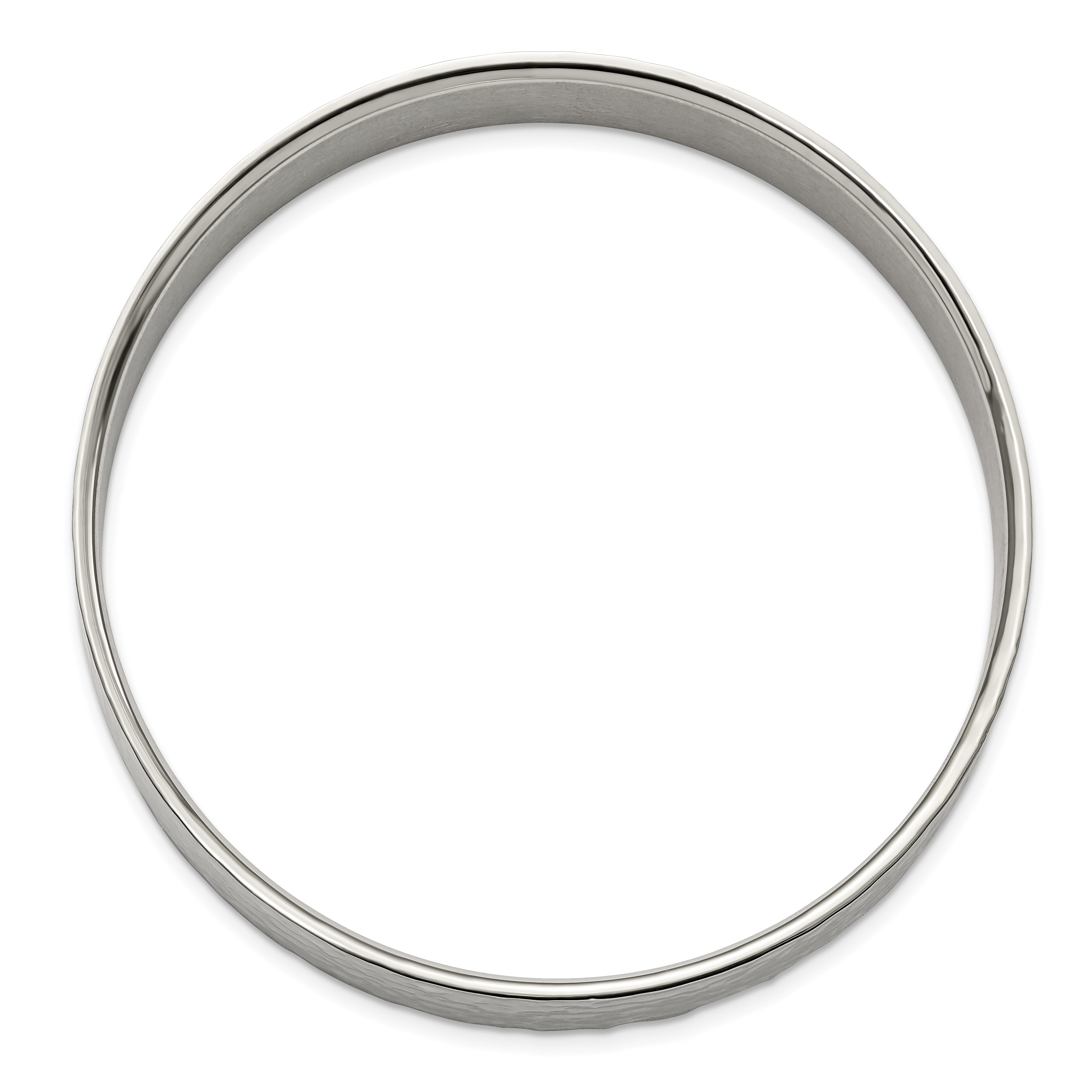 Stainless Steel Brushed and Polished Hammered Bangle Bracelet for Women
