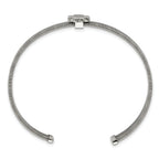 Stainless Steel Polished Four Leaf Clover Flexible Cuff Bangle Bracelet for Women