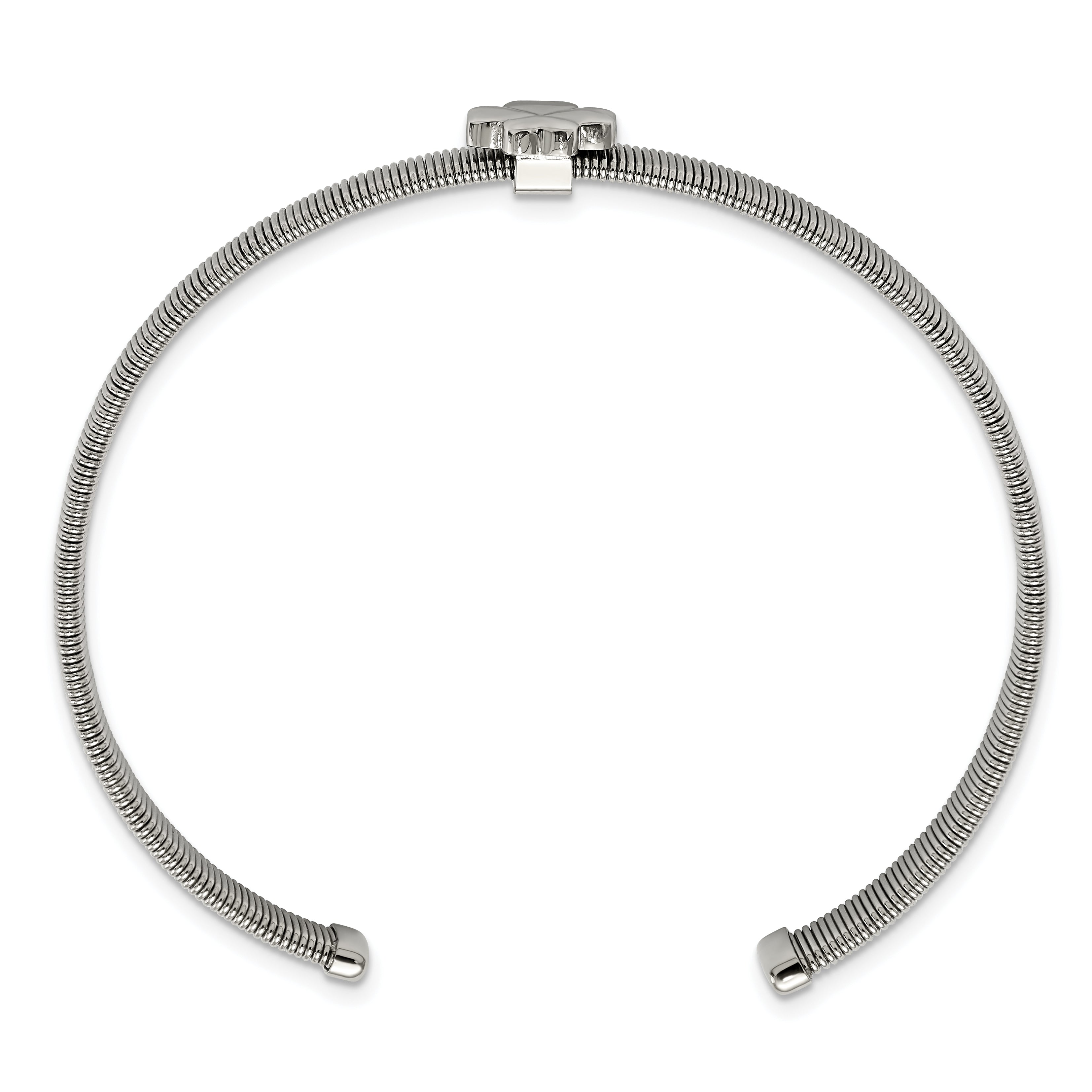 Stainless Steel Polished Four Leaf Clover Flexible Cuff Bangle Bracelet for Women