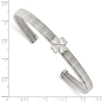 Stainless Steel Polished Four Leaf Clover Flexible Cuff Bangle Bracelet for Women
