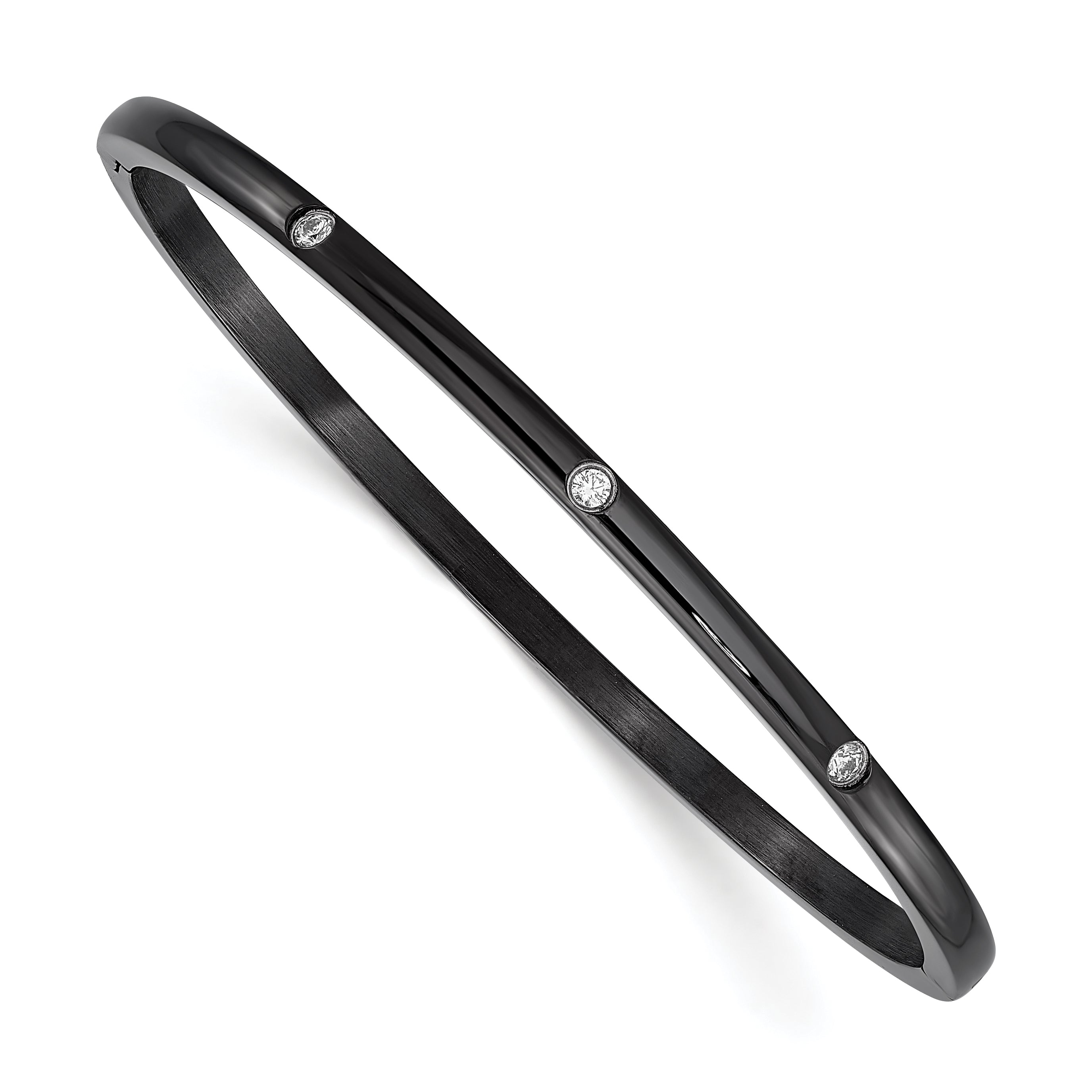 Stainless Steel Polished Black IP-plated with Cubic Zirconia Bangle Bracelet for Women Main image