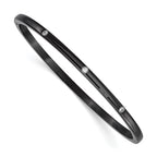 Stainless Steel Polished Black IP-plated with Cubic Zirconia Bangle Bracelet for Women