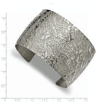 Stainless Steel Polished Textured 4.50mm Cuff Bangle Bracelet for Women