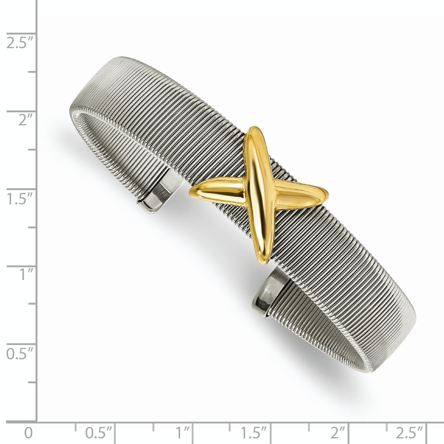 Stainless Steel Polished Textured Yellow IP-plated Bangle Bracelet for Women Secondary image