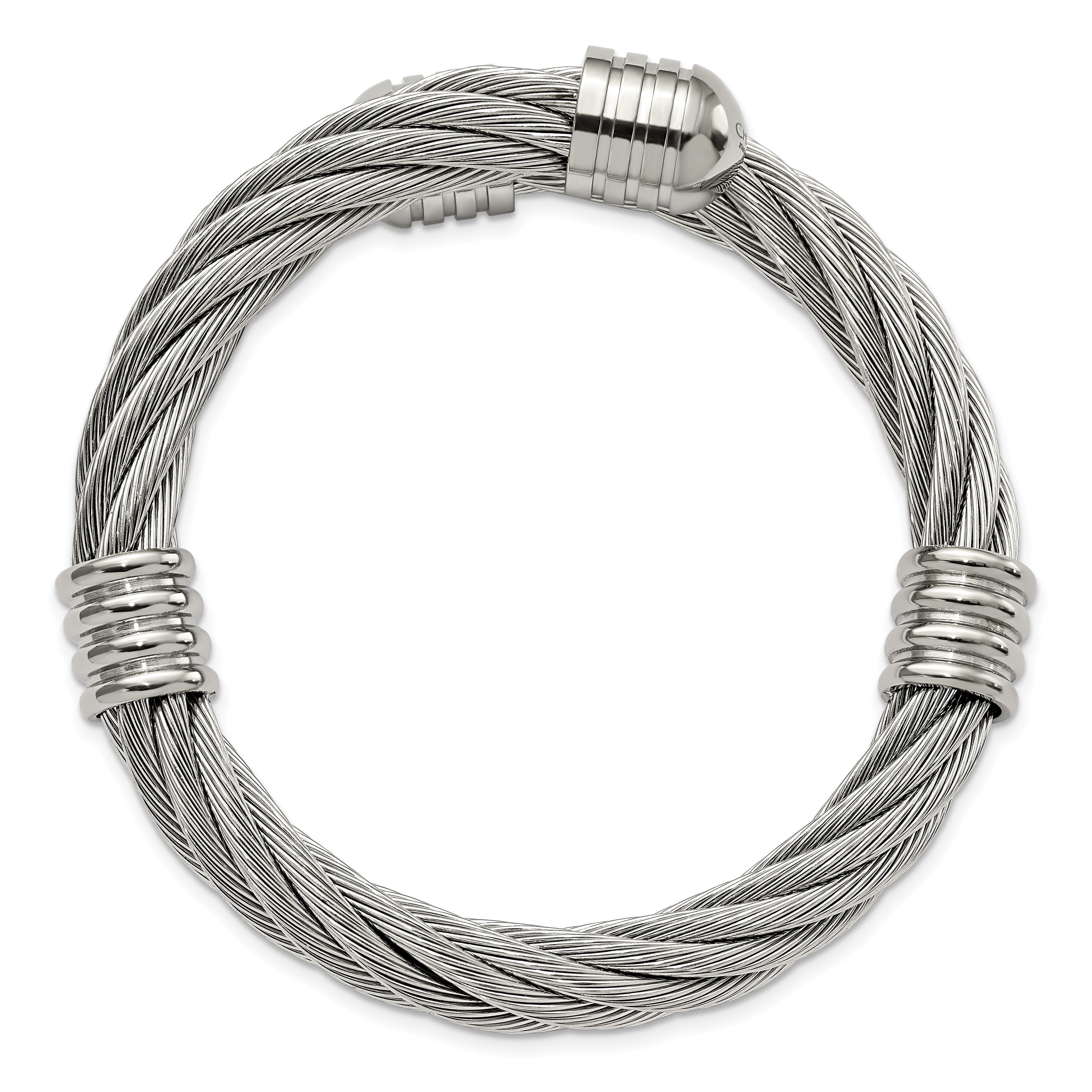 Stainless Steel Polished Adjustable Twist Wire Cuff Bangle Bracelet for Women