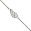 Stainless Steel Polished and Textured Angel Wing Bracelet with Extension for Women