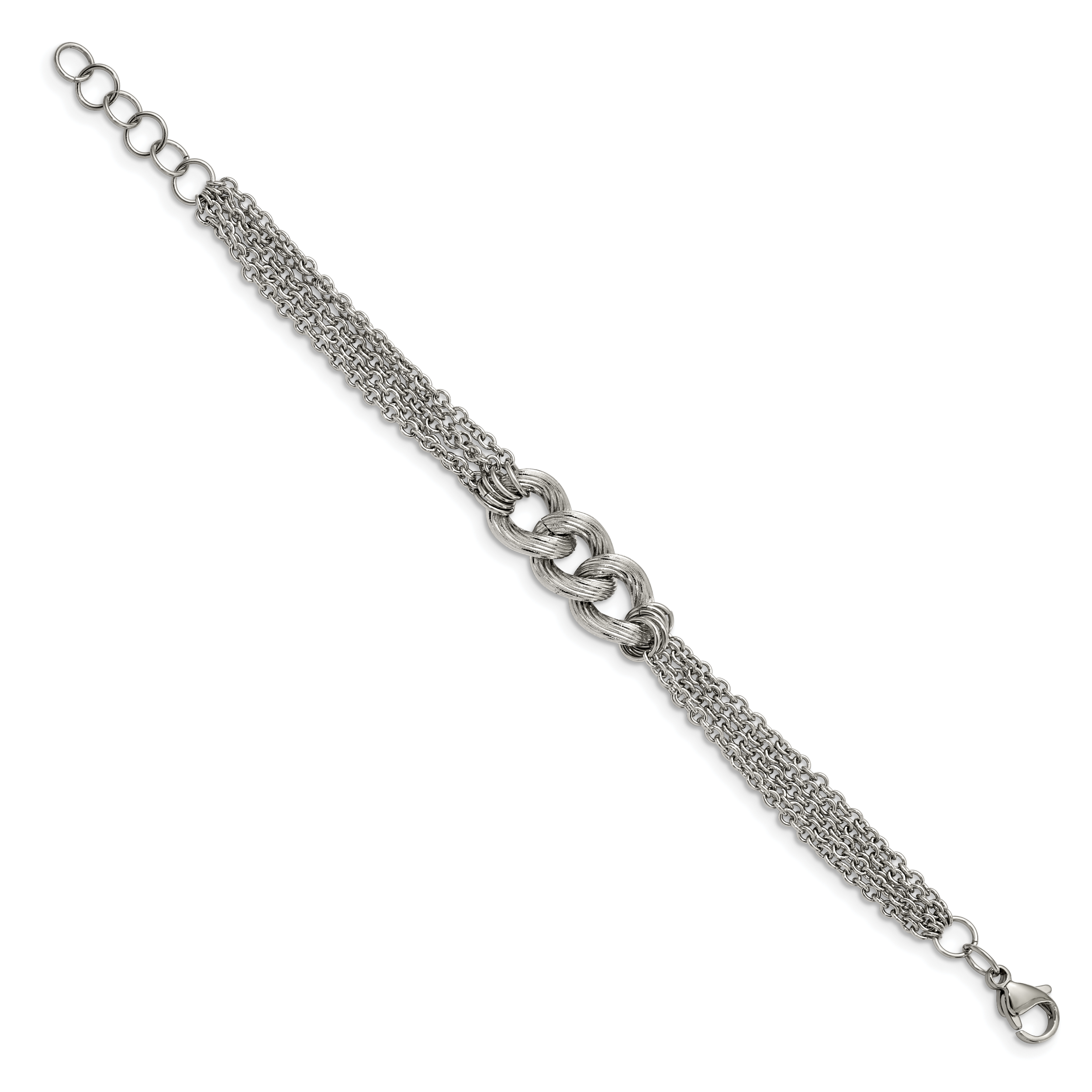 Stainless Steel Polished Oval Multi Chain with ext. Bracelet for Women Secondary image