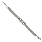 Stainless Steel Polished Oval Multi Chain with ext. Bracelet for Women
