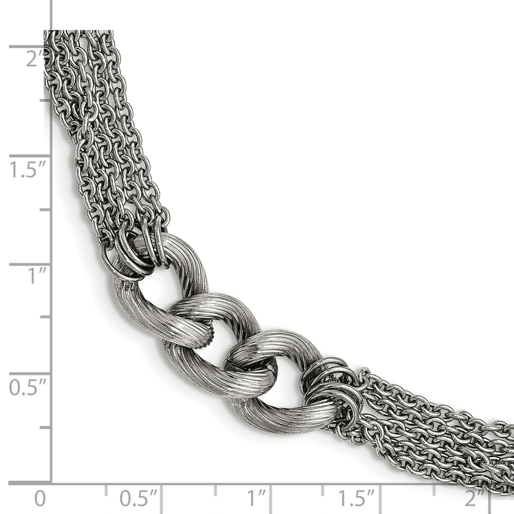 Stainless Steel Polished Oval Multi Chain with ext. Bracelet for Women