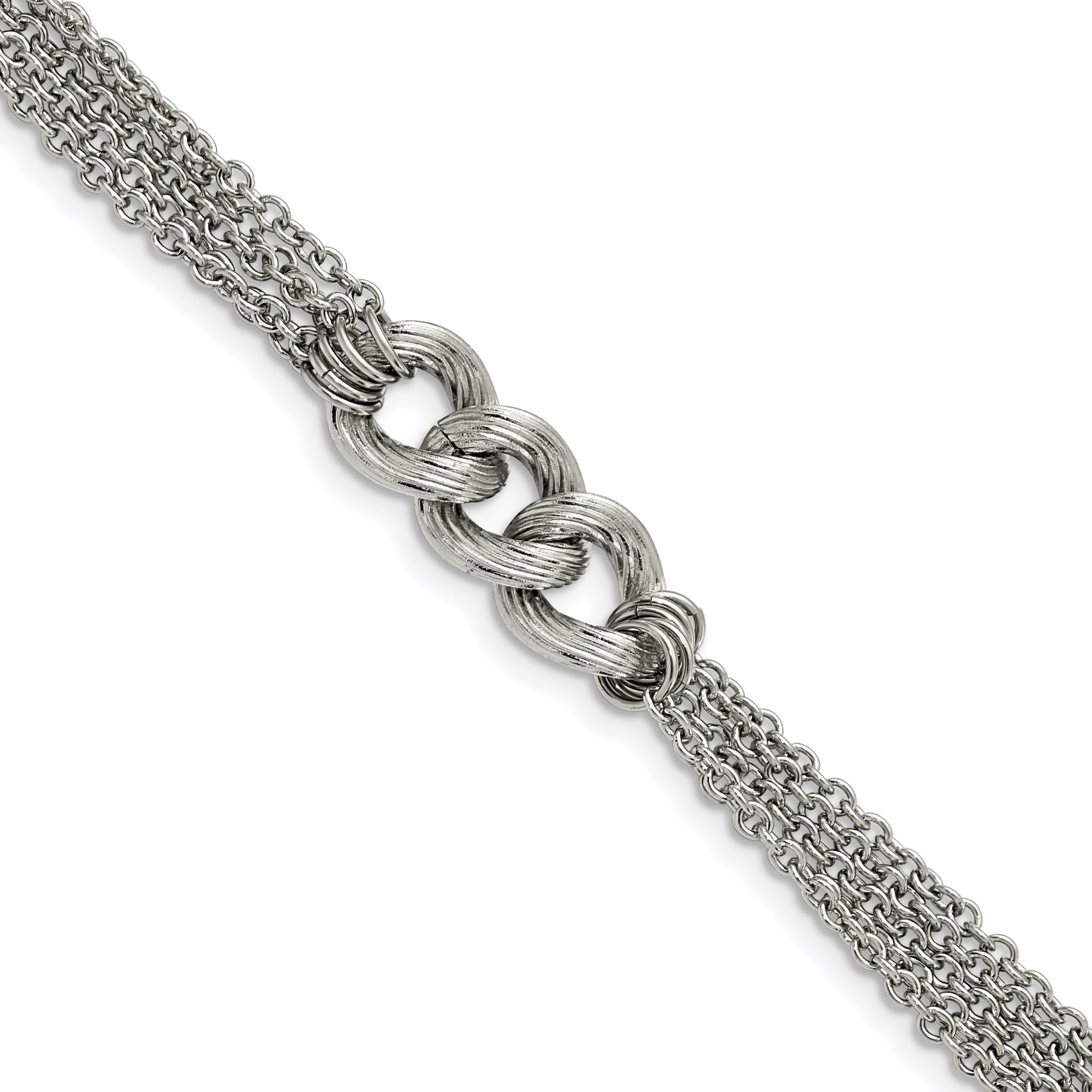 Stainless Steel Polished Oval Multi Chain with ext. Bracelet for Women Main image