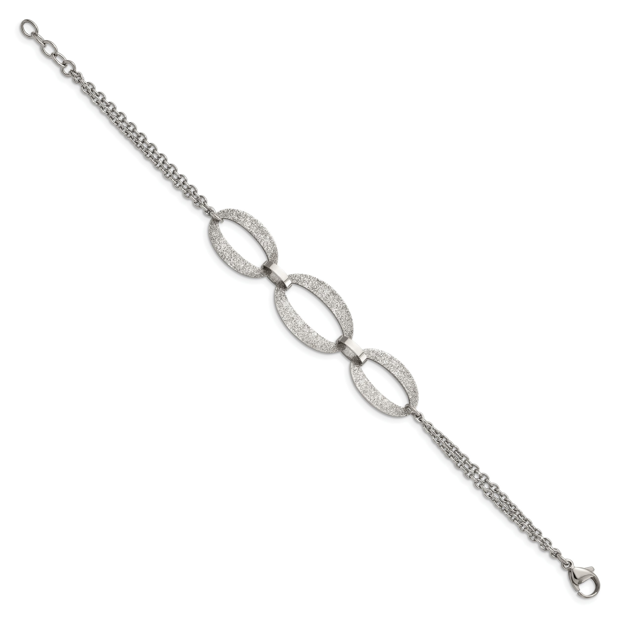 Stainless Steel Polished Laser Cut with . ext. Bracelet for Women