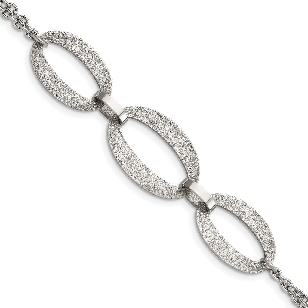 Stainless Steel Polished Laser Cut with . ext. Bracelet for Women