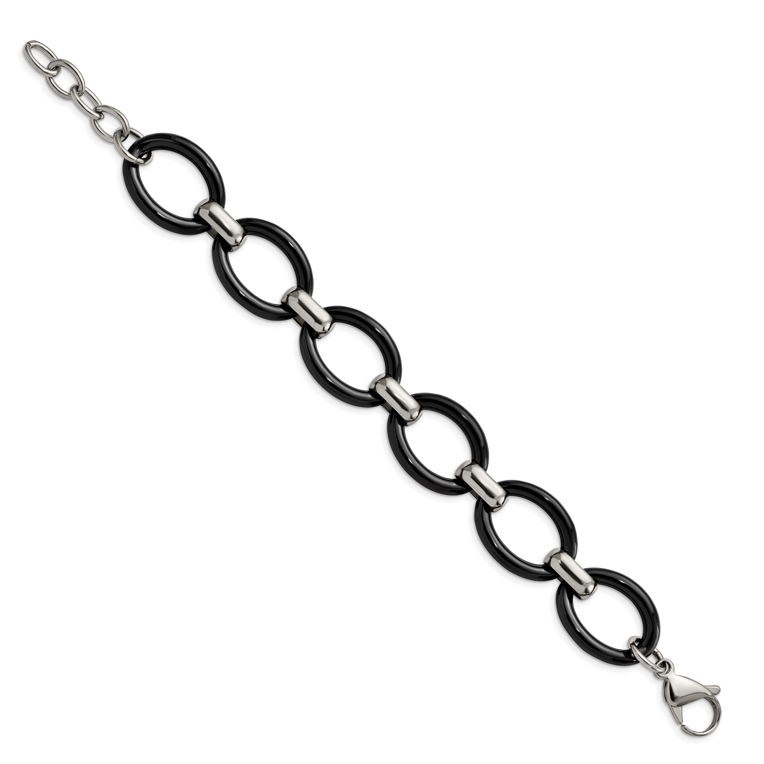 Stainless Steel Polished with Black Ceramic with ext. Bracelet for Women Secondary image