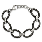 Stainless Steel Polished with Black Ceramic with ext. Bracelet for Women