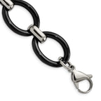 Stainless Steel Polished with Black Ceramic with ext. Bracelet for Women