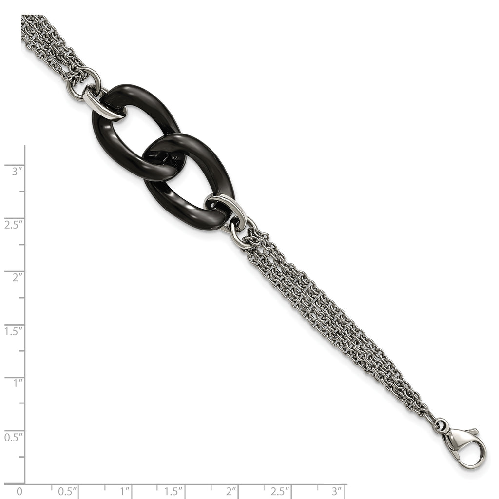 Stainless Steel Polished with Black Ceramic with . ext. Bracelet for Women