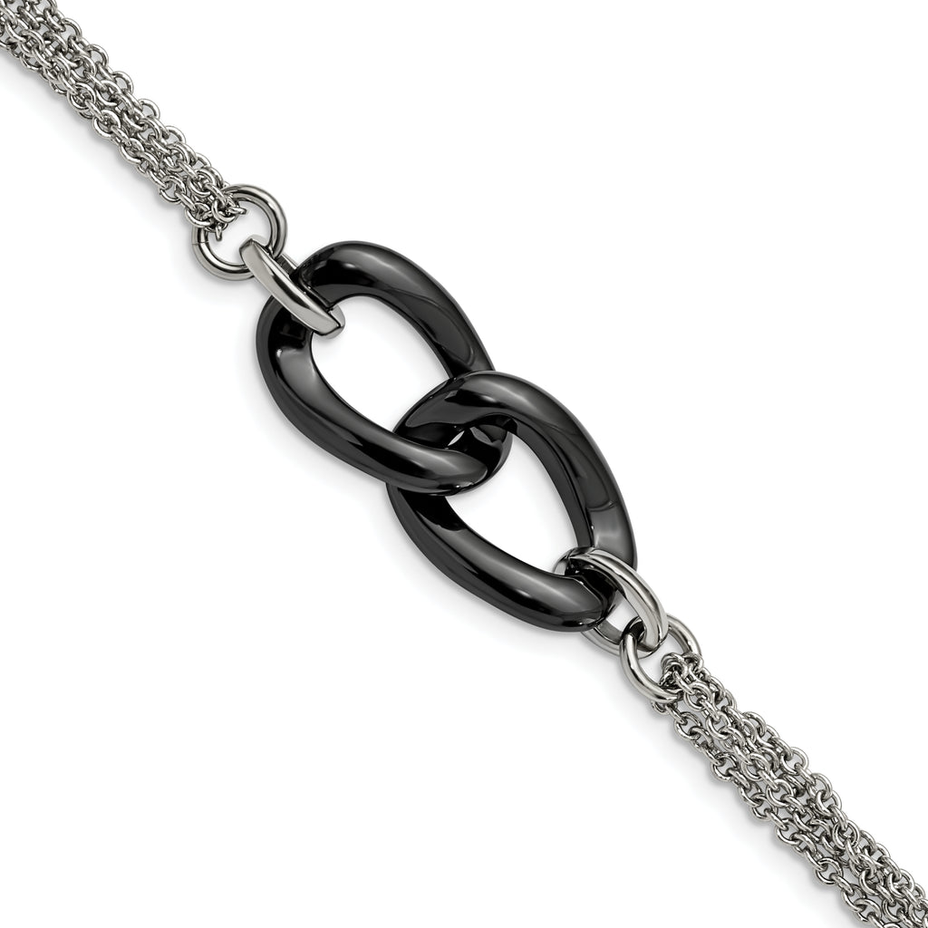 Stainless Steel Polished with Black Ceramic with . ext. Bracelet for Women
