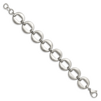 Stainless Steel Polished and Brushed Open Link Bracelet with . Extension