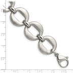 Stainless Steel Polished and Brushed Open Link Bracelet with . Extension