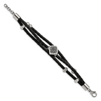 Stainless Steel with . ext Polished with Druzy and Crystal Leather Bracelet for Women