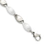 Stainless Steel Polished with White Ceramic Twisted Link Bracelet for Women