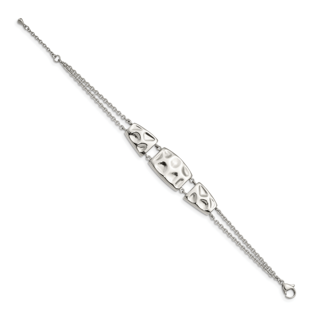 Stainless Steel Polished and Textured with ext. Bracelet for Women