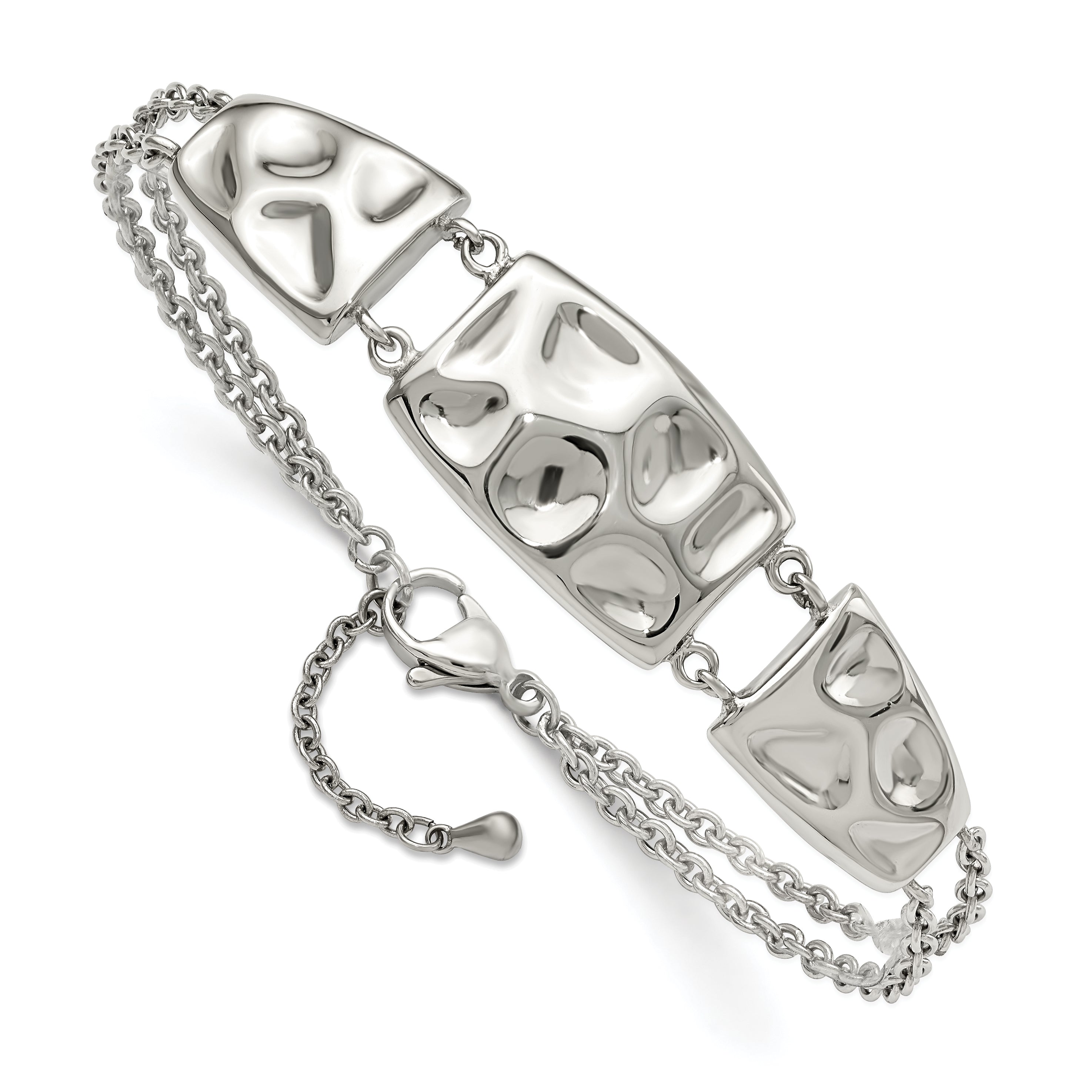 Stainless Steel Polished and Textured with ext. Bracelet for Women