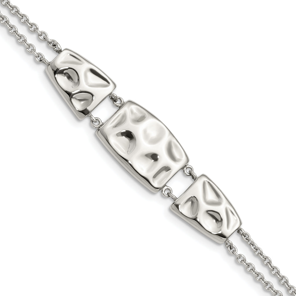Stainless Steel Polished and Textured with ext. Bracelet for Women