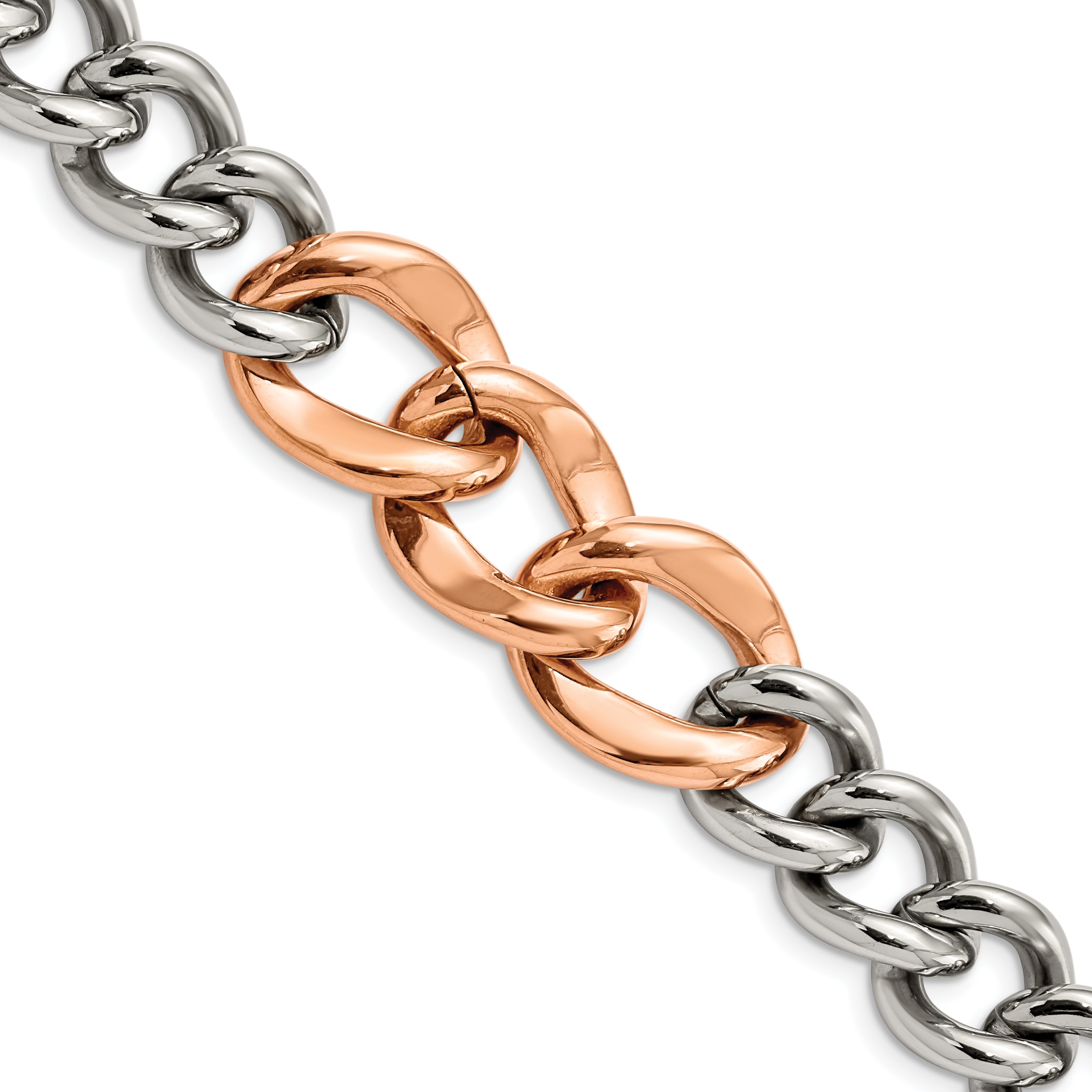 Stainless Steel Polished Rose IP-plated Bracelet for Men Main image