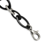 Stainless Steel Polished with Black Ceramic Open Link Bracelet