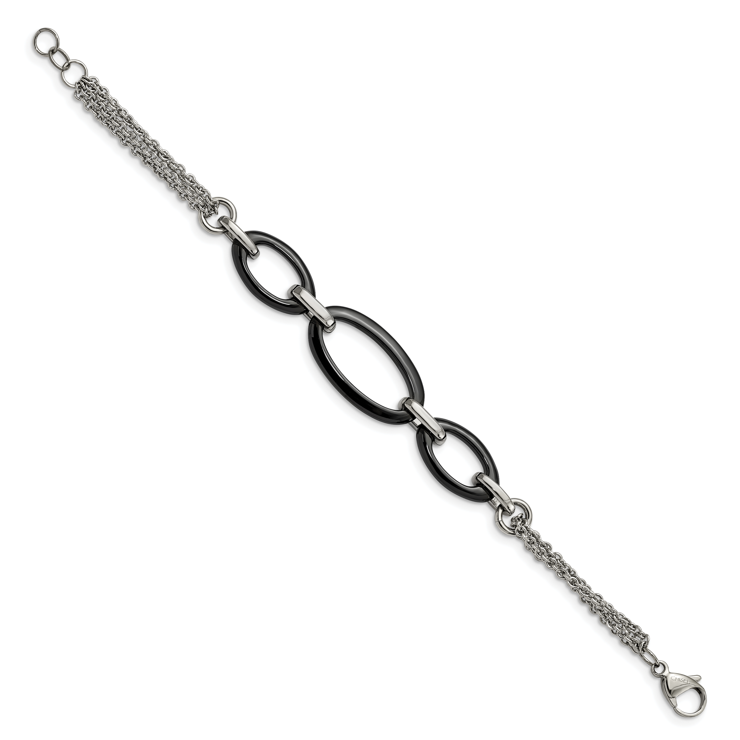 Stainless Steel Polished with Black Ceramic Bracelet Secondary image