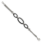 Stainless Steel Polished with Black Ceramic Bracelet
