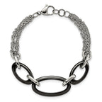 Stainless Steel Polished with Black Ceramic Bracelet