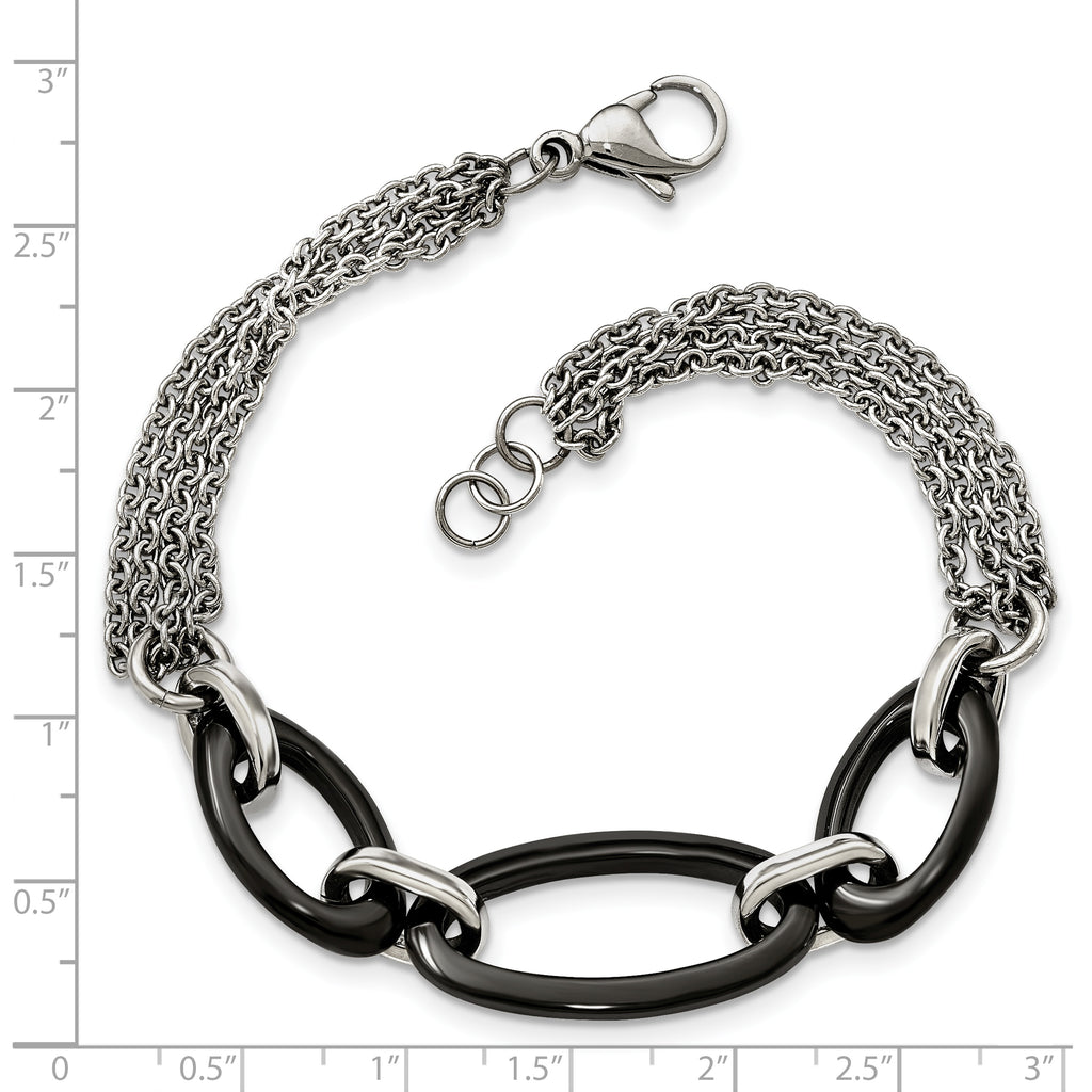 Stainless Steel Polished with Black Ceramic Bracelet