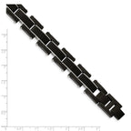 Stainless Steel Polished Black IP-plated with Black Carbon Fiber Link Bracelet for Men