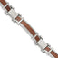 Stainless Steel Polished with Wood Inlay Link Bracelet for Men