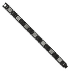 Stainless Steel Polished Black IP-plated with Sedimentary Rock Inlay Link Bracelet for Men