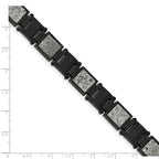 Stainless Steel Polished Black IP-plated with Sedimentary Rock Inlay Link Bracelet for Men