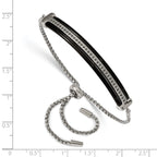Stainless Steel Polished Black IP-plated with Black Cubic Zirconia Adjustable Bracelet for Women