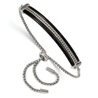 Stainless Steel Polished Black IP-plated with Black Cubic Zirconia Adjustable Bracelet for Women