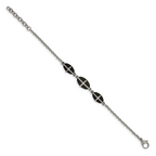Stainless Steel Polished Black IP-plated with ext. Cross Bracelet for Women