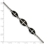 Stainless Steel Polished Black IP-plated with ext. Cross Bracelet for Women