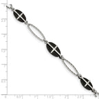 Stainless Steel Polished Black IP-plated with ext. Cross Bracelet for Women