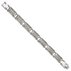 Chisel Stainless Steel Polished with Grey Carbon Fiber Inlay Link Bracelet